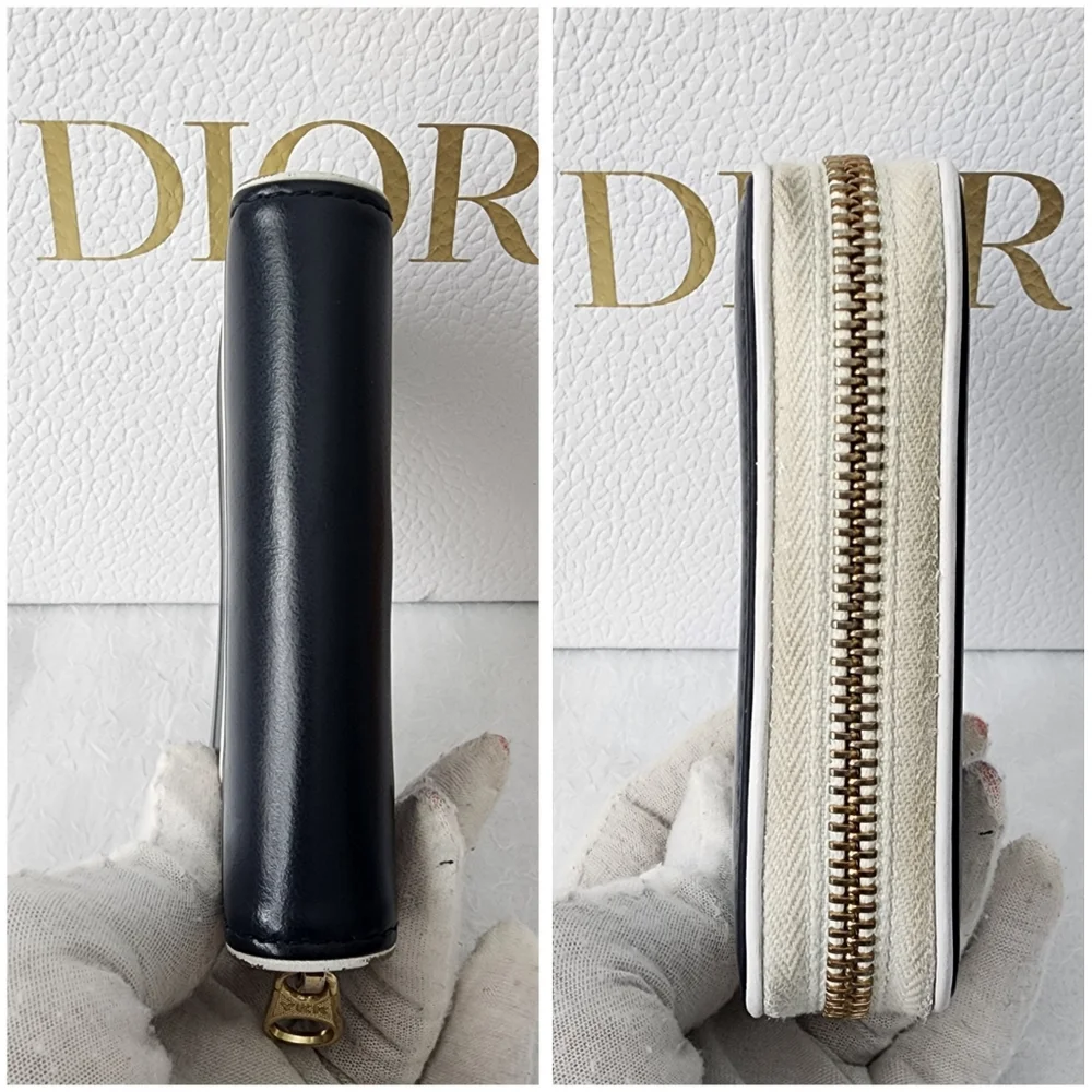 Auth Christian Dior Calfsin Vibe Voyageur Card Holder Wallet
